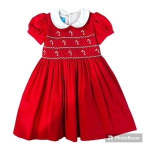 Party Holiday Hand Smocked Red Corduroy Toddler Girl Dress 3t, Traditional